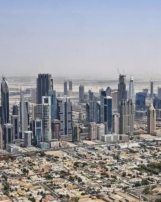 The Dubai skyline with the Burj Khalifa