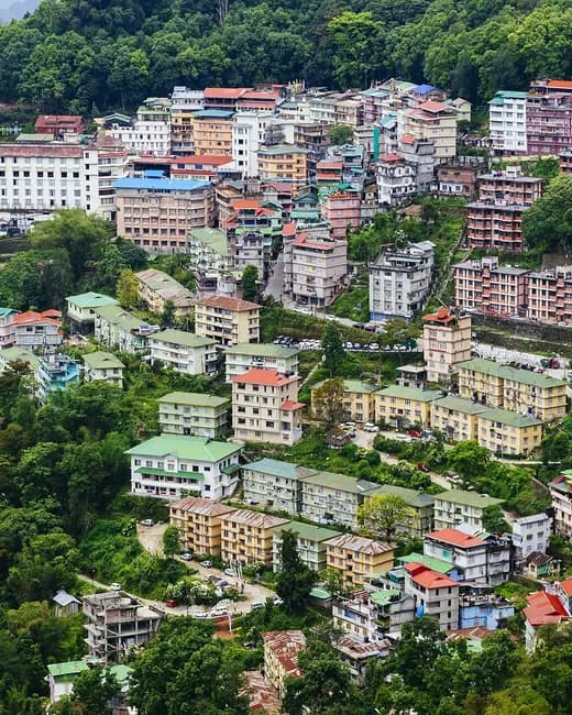 The town of Gangtok on the Sikkim hillside