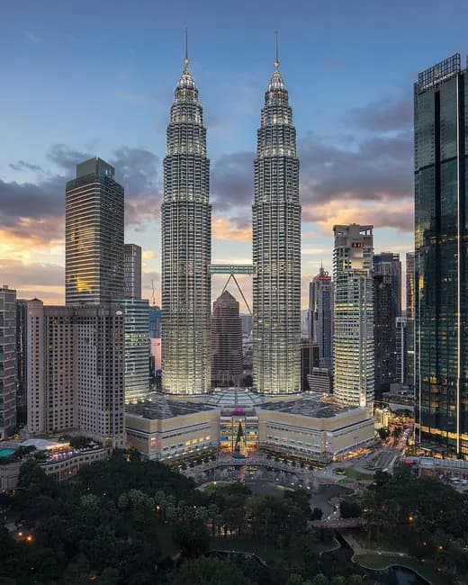 The Petronas Towers above the Kuala Lumpur skyline