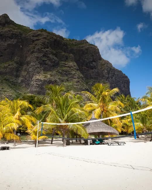 Le Morne Brabant above the beach in Mauritius