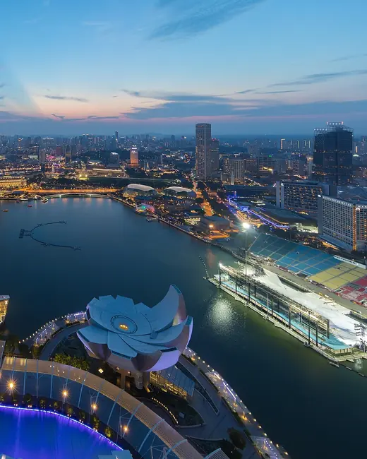 The Singapore skyline at dusk